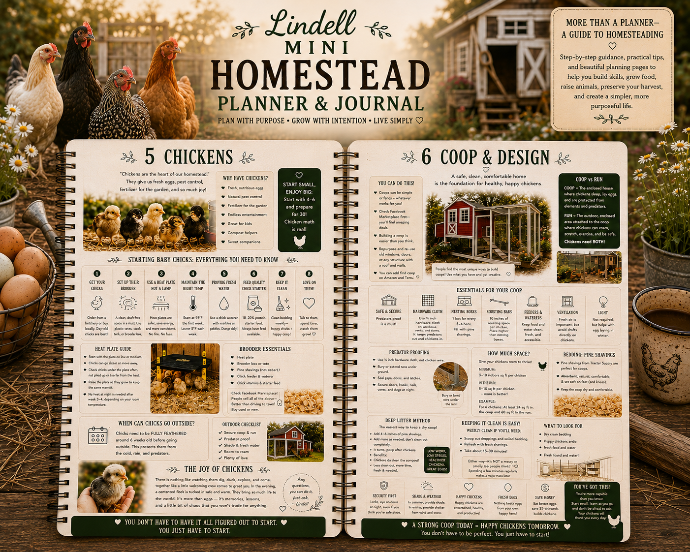 Homestead Planner Printable PDF Mini Homestead Guide Garden Planner Chicken Planner Journal