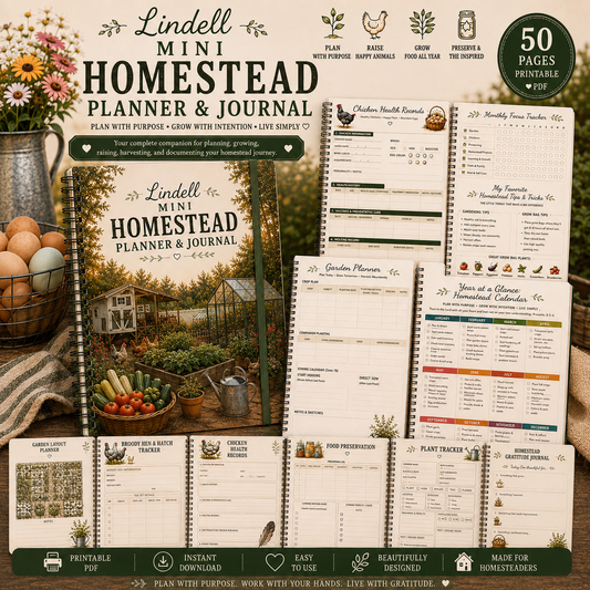 Homestead Planner Printable PDF Mini Homestead Guide Garden Planner Chicken Planner Journal