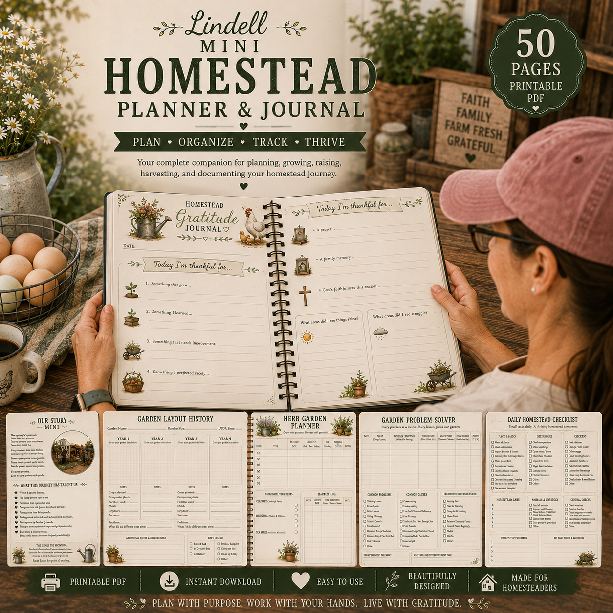 Homestead Planner Printable PDF Mini Homestead Guide Garden Planner Chicken Planner Journal