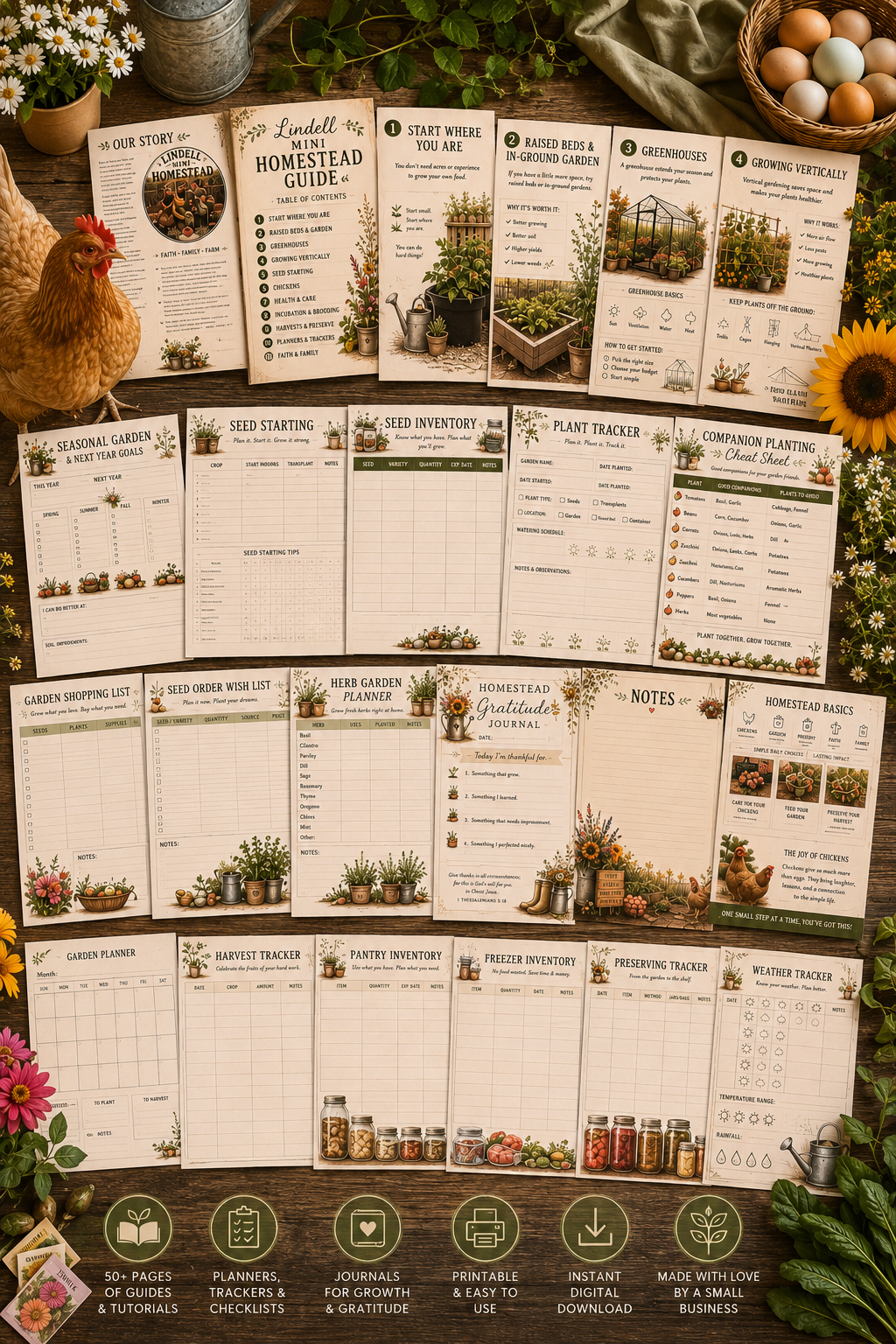 Homestead Planner Printable PDF Mini Homestead Guide Garden Planner Chicken Planner Journal