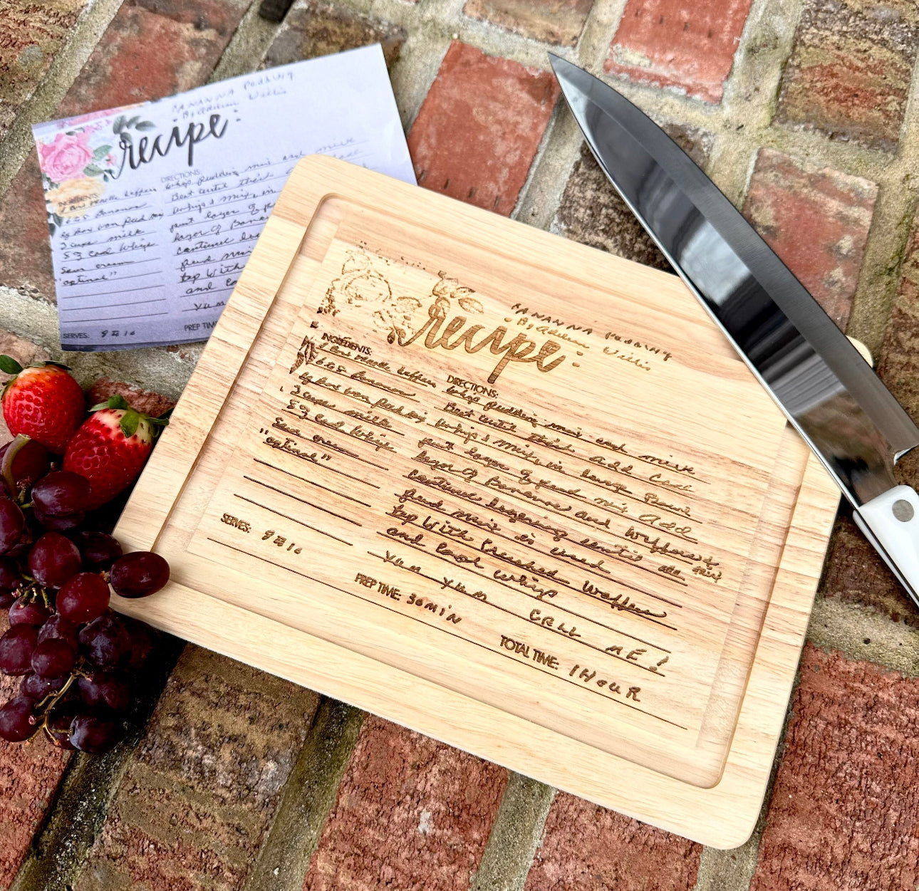 Personal Photo and Recipe Engraved Cutting Board