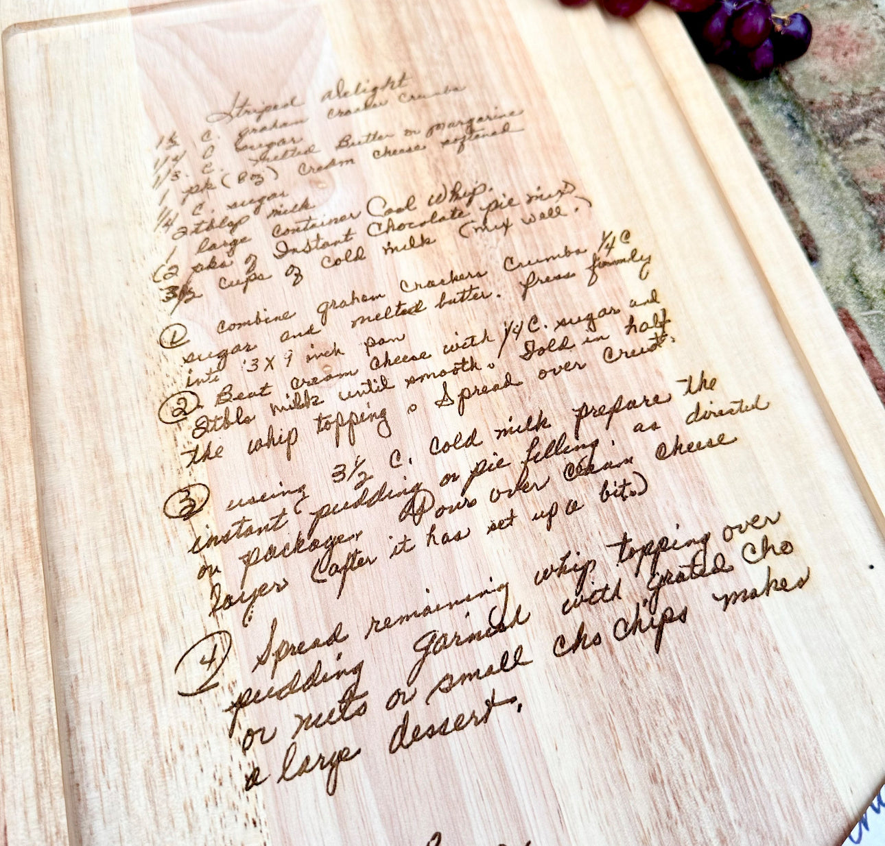 Personal Photo and Recipe Engraved Cutting Board