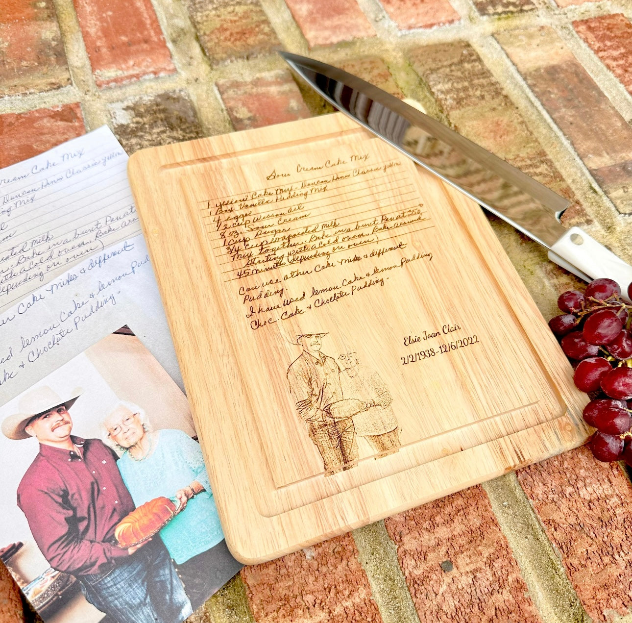 Personal Photo and Recipe Engraved Cutting Board