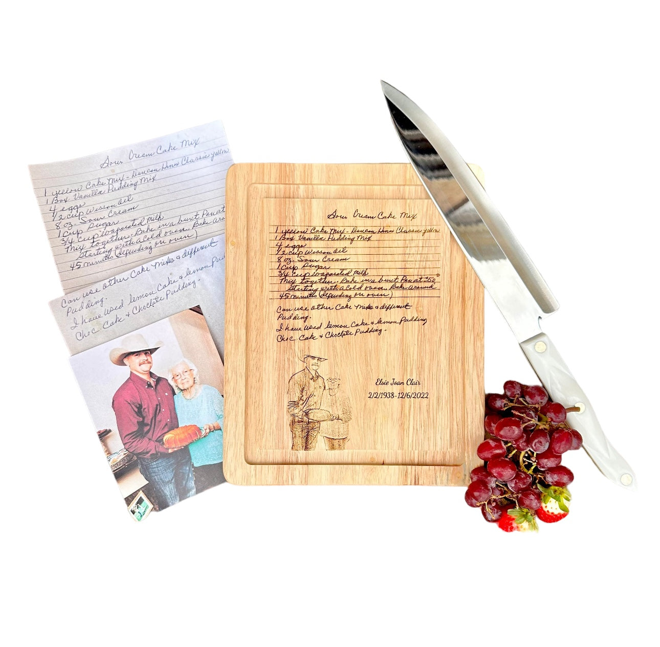 Personal Photo and Recipe Engraved Cutting Board